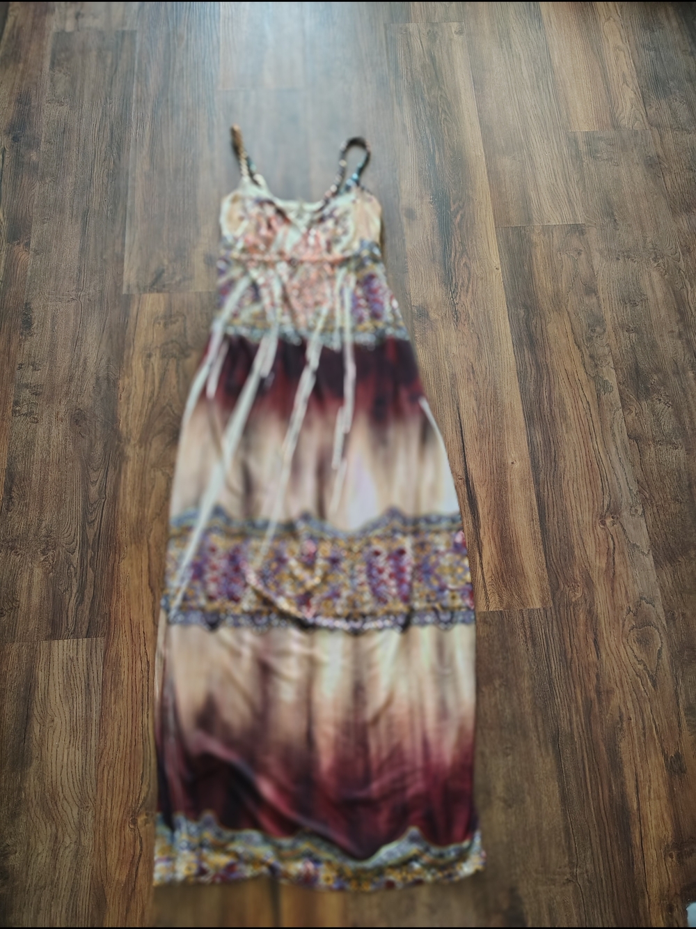 Cristinalove Burgundy and Cream Boho Maxi Dress